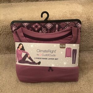Cuddl Duds Purple Patterned Base Layer Set
